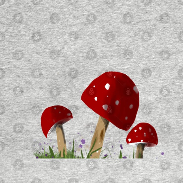 Small Red Mushrooms by designs-by-ann